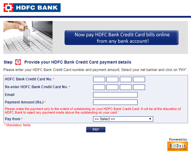 HDFC Credit Card Payment through NEFT, Net Banking ...