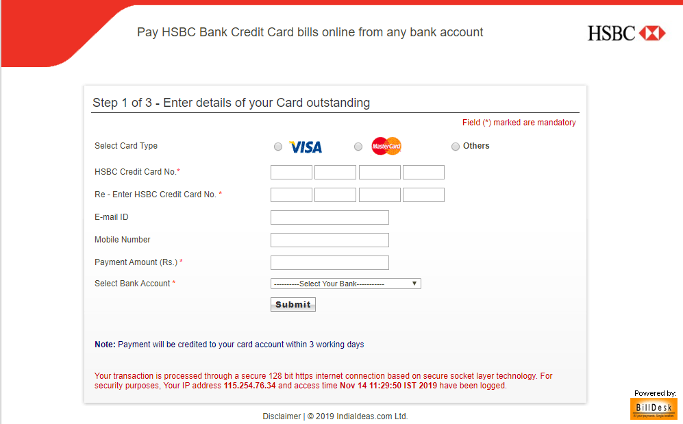 Hsbc Credit Cards Bill Payment Know How To Pay Online Offline