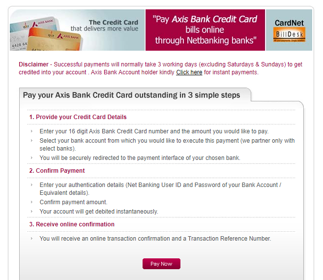 Axis Bank credit card billdesk