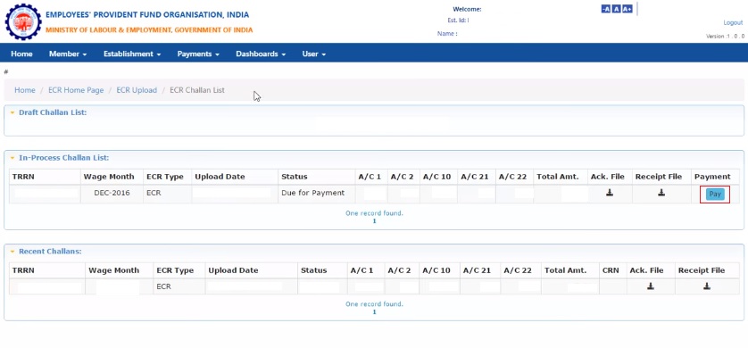 sbi pf challan form