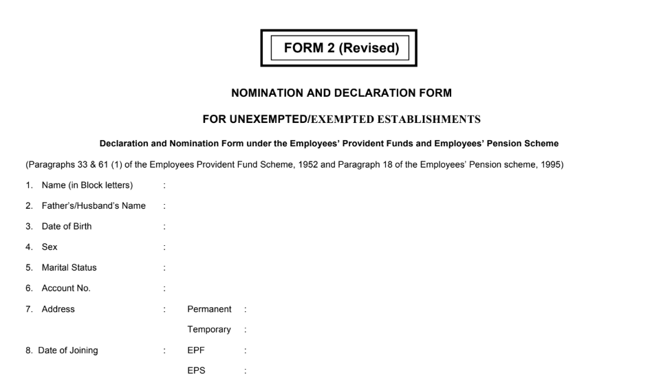 p.f.form no.2 revised