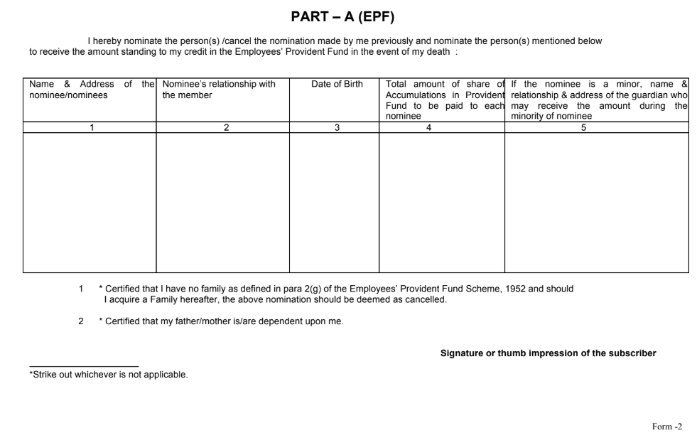 p.f.form no.2 revised