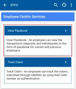 Passbook view