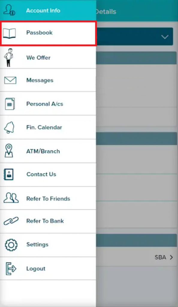 v passbook menu