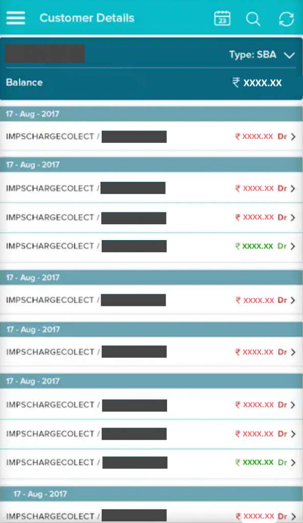 v passbook transaction