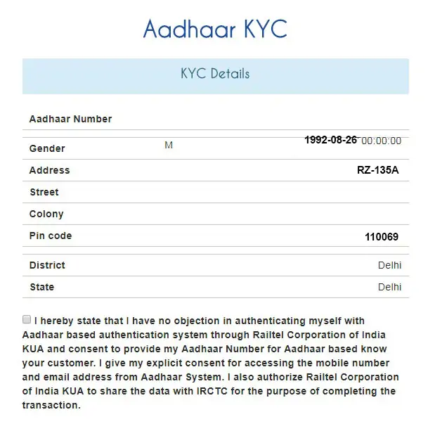 aadhaar kyc details