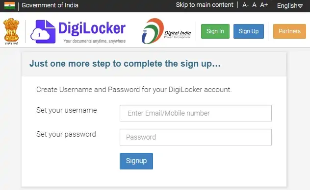  digilocker registration step 3 login