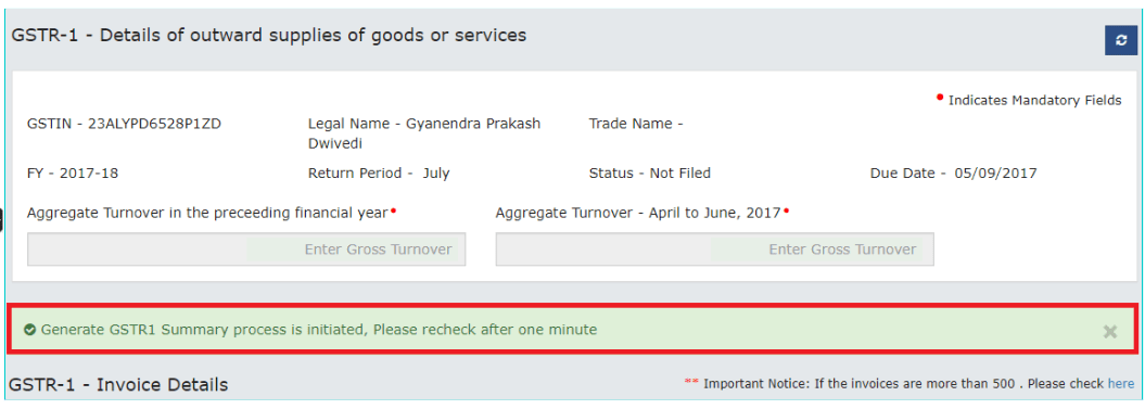 GSTR-1 Summary process