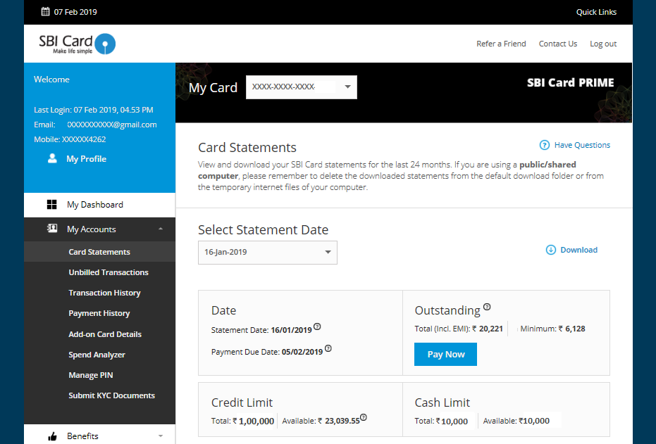 Sbi Credit Card Statement Online How To Check Balance Download 26 July 2021