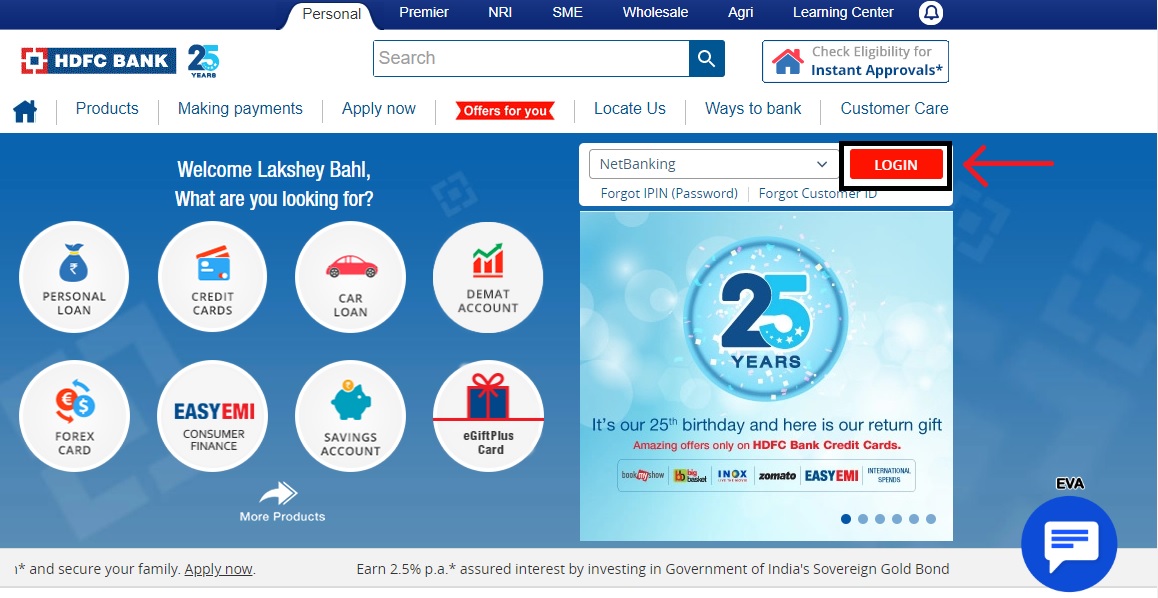 1-HDFC netbanking home