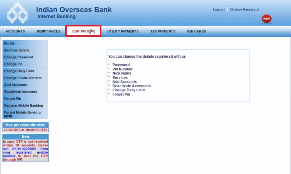 1 - IOB Mobile Banking Registration by Netbanking