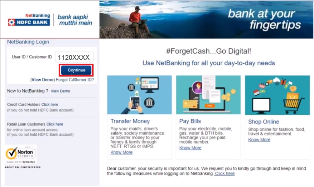 Hdfc Netbanking Login Registration Reset Ipin Credit Card Payment - 