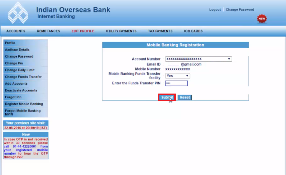 Iob Mobile Banking Iob Mobile App Registration Activation Login Mpin