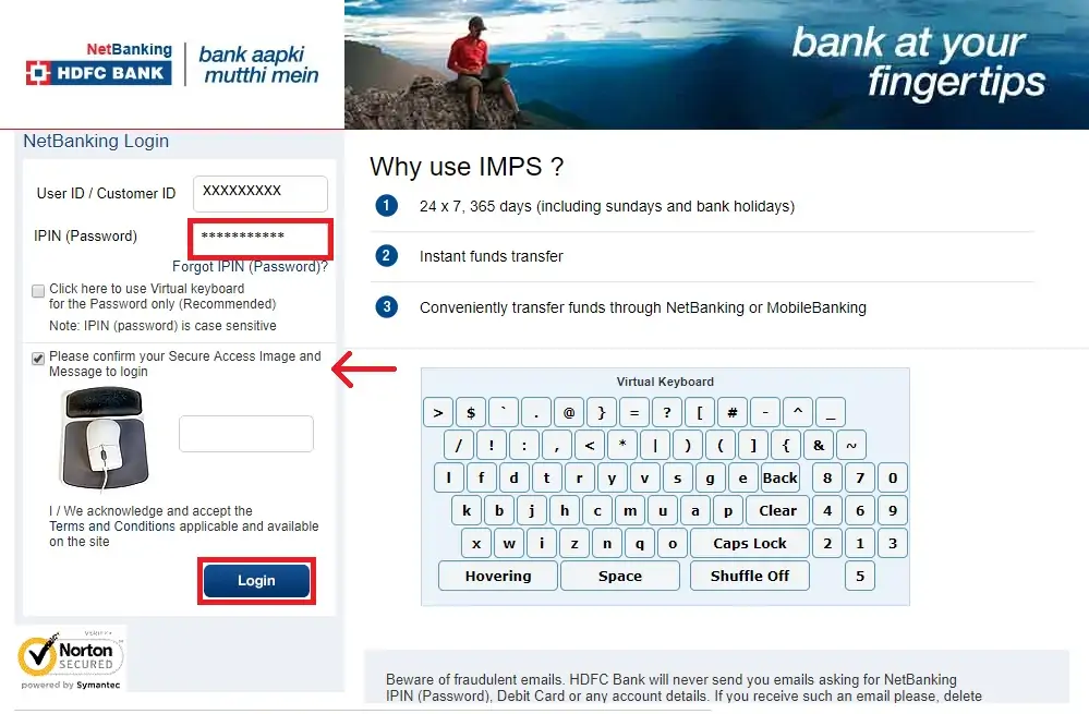 4-HDFC netbanking login password