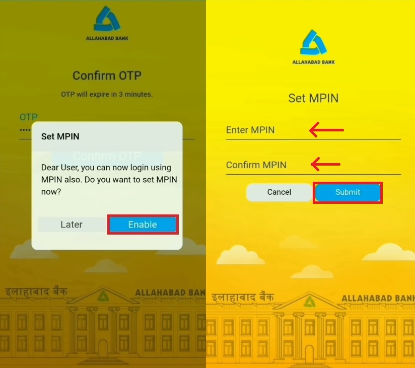 Allahabad Bank Mobile Banking App Registration Activation Login Mpin
