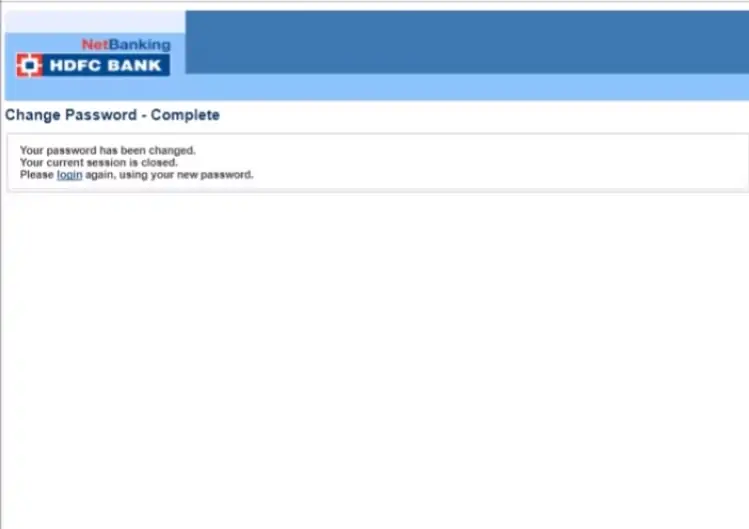 5- HDFC netbanking registration password change