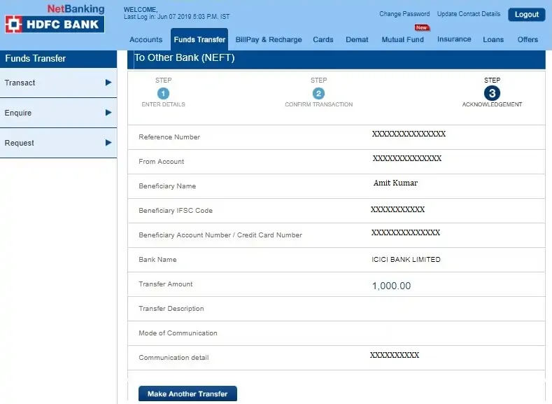 6-HDFC Netbanking Fund Transfer Reference Number