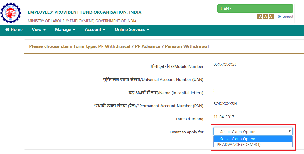 PF Withdrawal (Form 19)