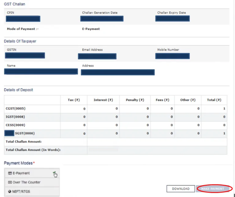 GST Payment Online Status, Timings & Process