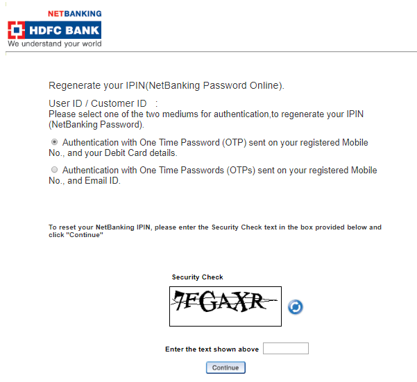 HDFC Net Banking Forgot Password 4