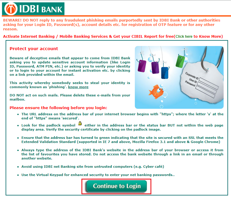 IDBI Bank Net banking login 2