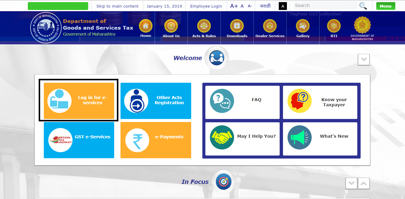 Login at Profession Tax Maharashtra
