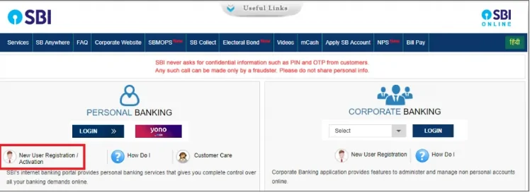 Activate SBI Netbanking