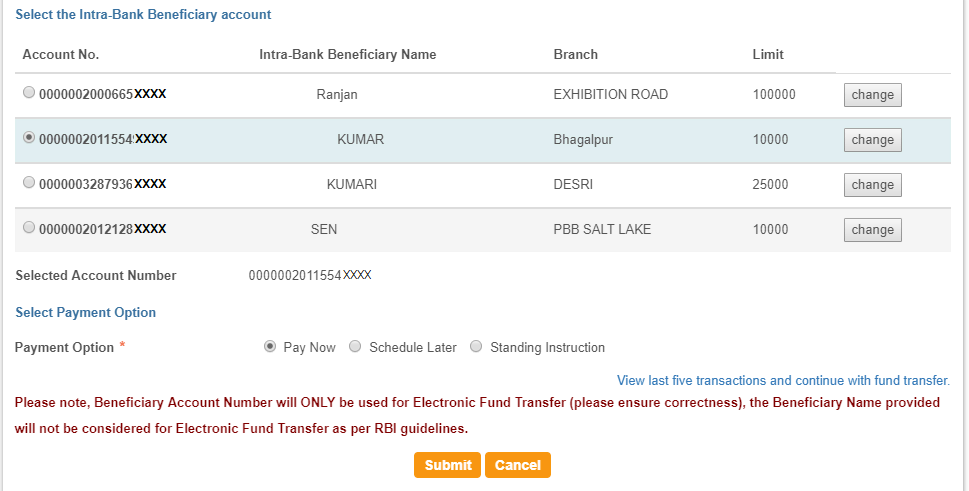 SBI NEFT Account Transfer 3