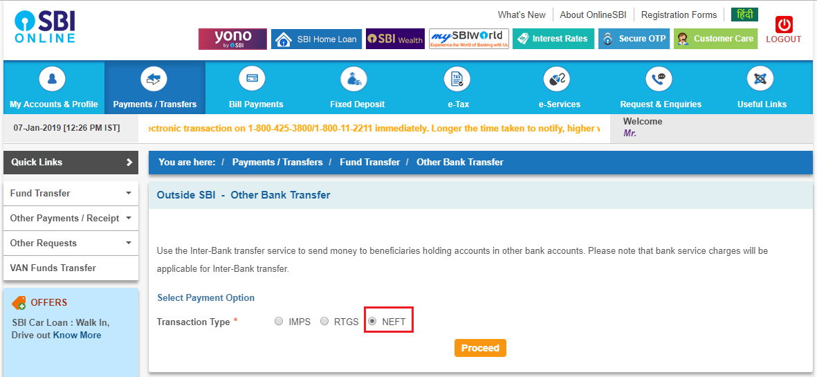 SBI NEFT Other account transfer 3