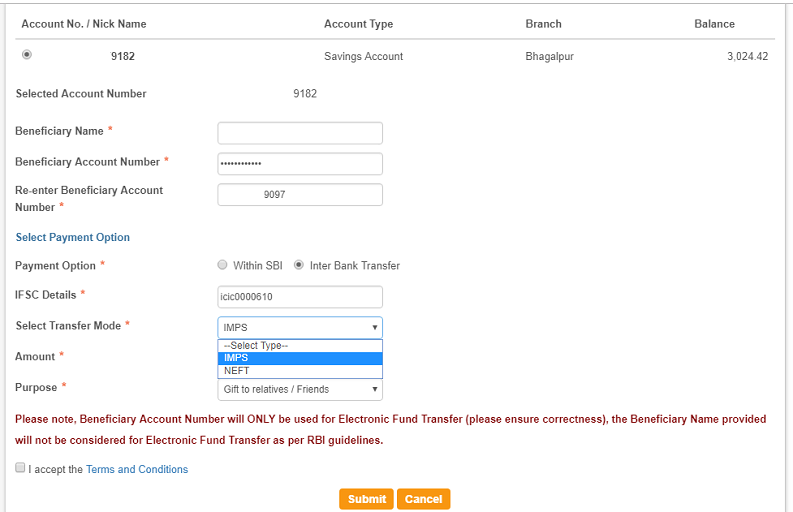 SBI Quick Transfer b