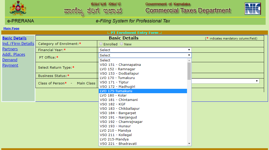 Profession Tax in Karnataka NIC