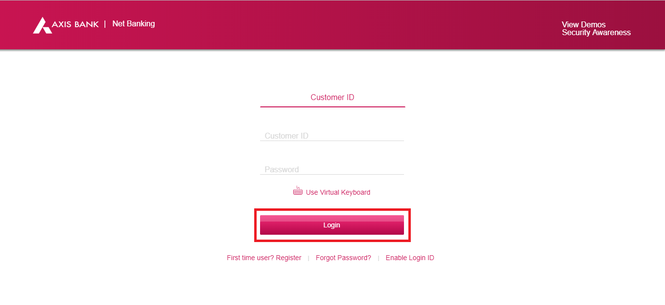 2 - Axis Bank net banking login home