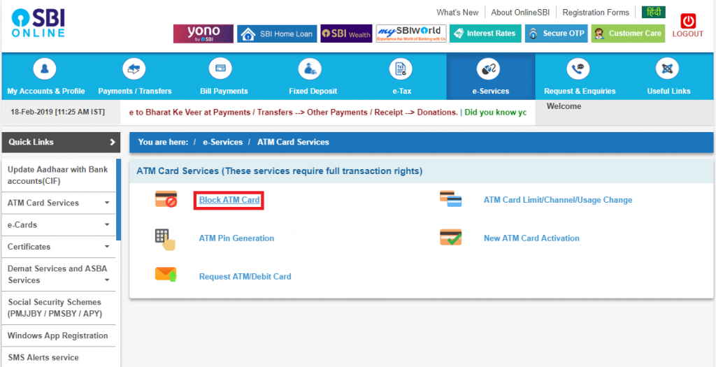 3 - Block SBI ATM Card online