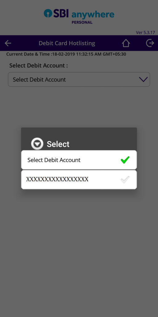 3 - SBI ATM Card Block - select account