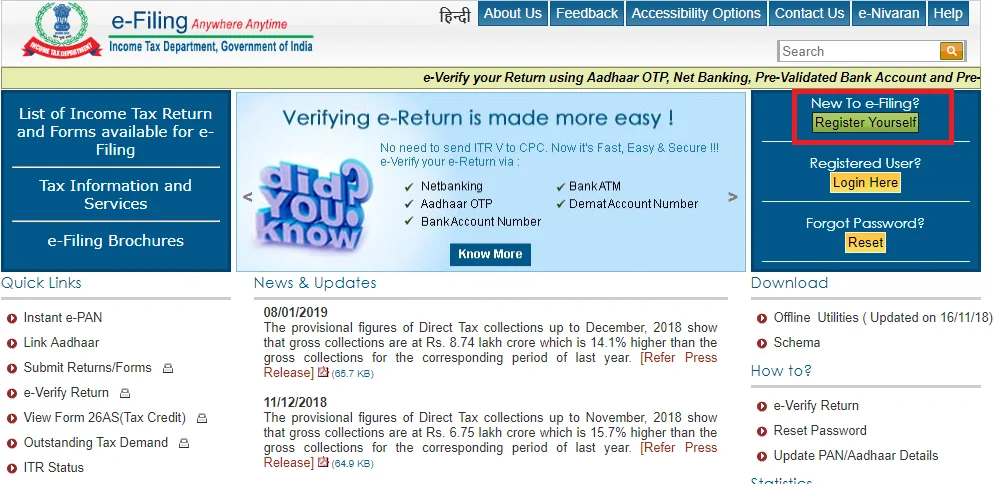 income tax login india