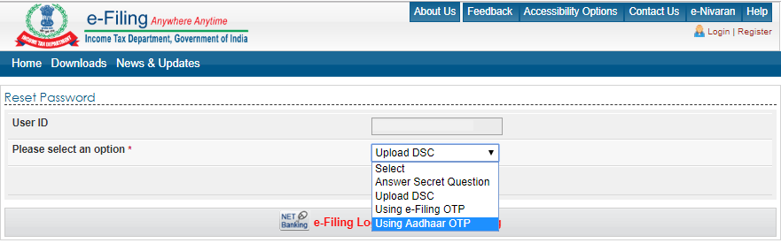 e-filing password reset