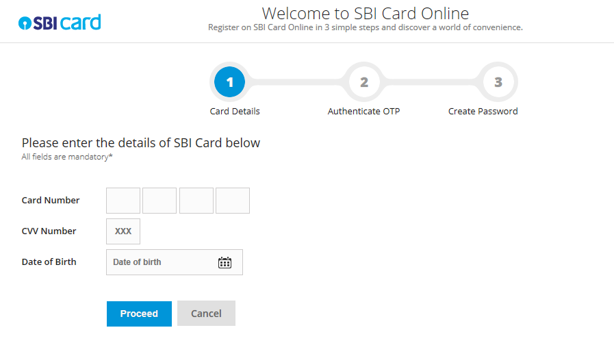 Register SBI Credit Card Login