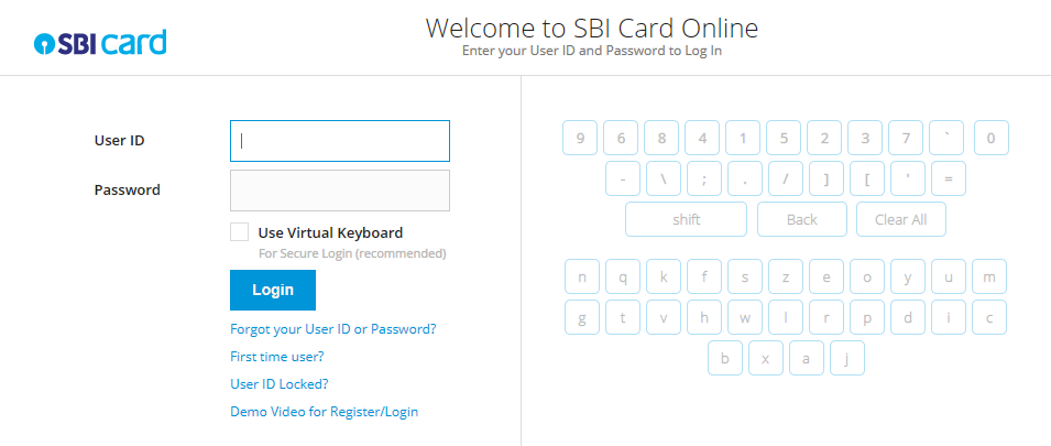 SBI Credit Card Login