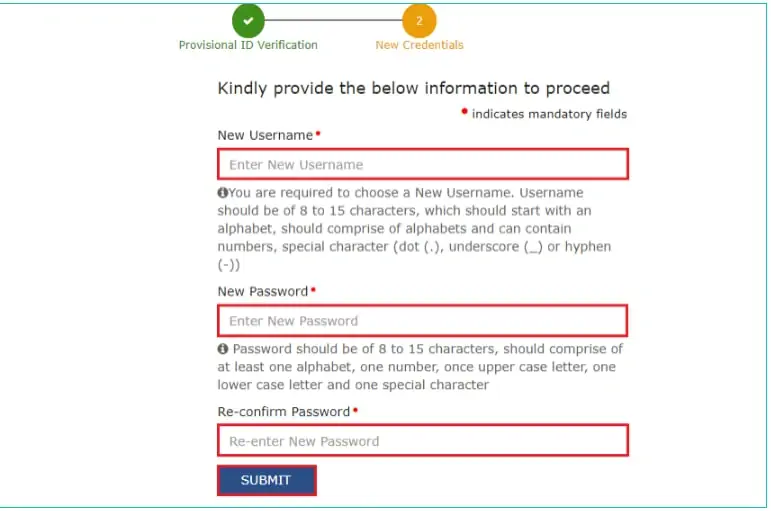 GST login new username and password