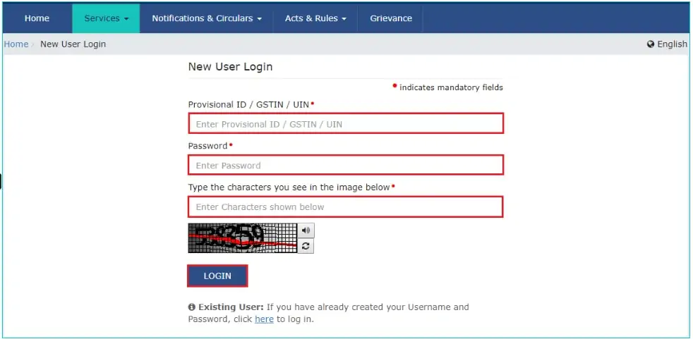 GST portal new user login 
