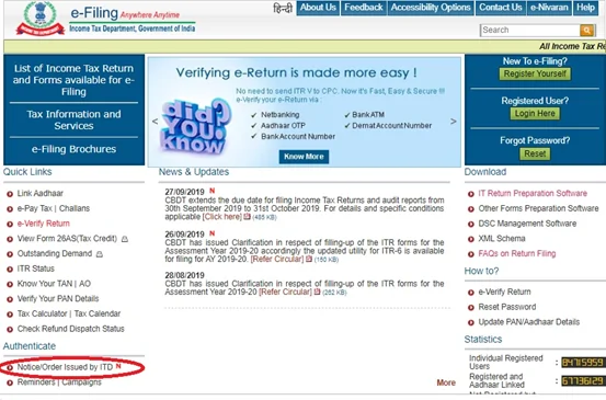 Notice issued by ITD