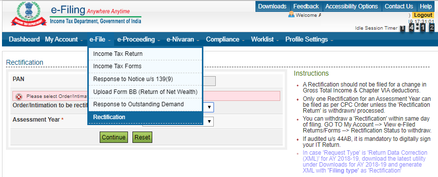 e-file e-filing portal