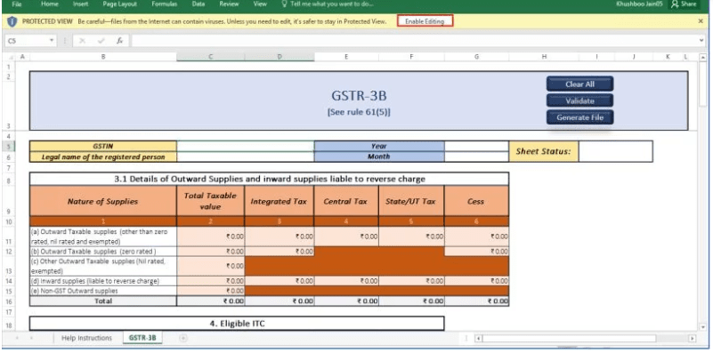 GSTR 3B Offline Utility