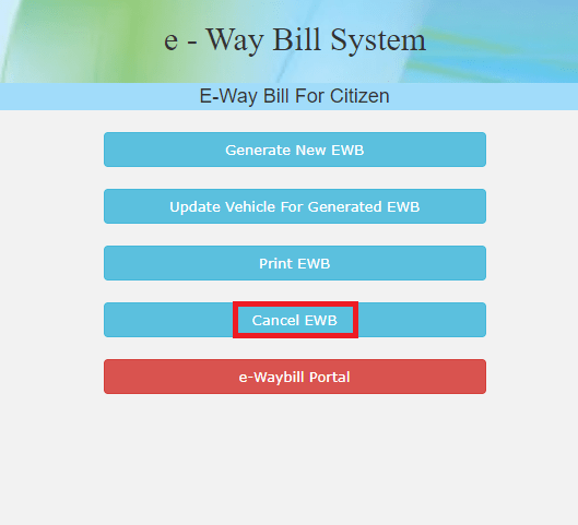 cancel GST e Way bill