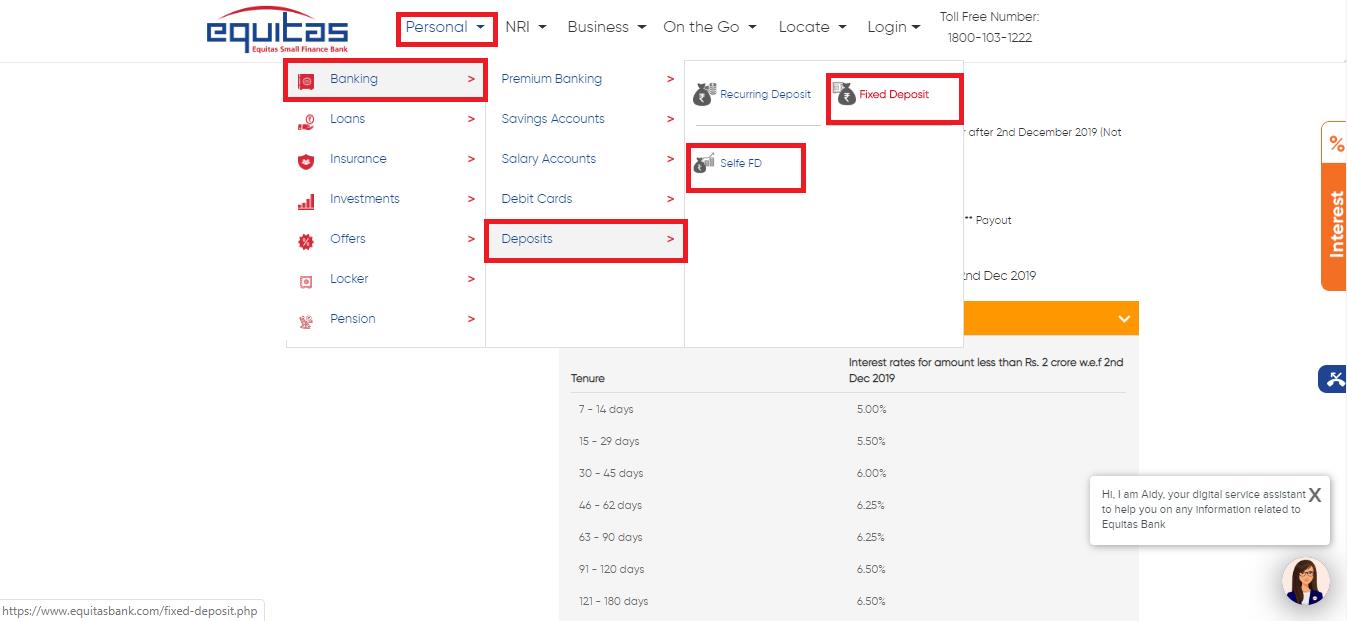 Equitas Small Finance Bank Fixed Deposit Interest Rates 2021