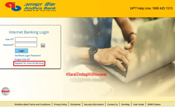 Andhra Bank Netbanking Registration