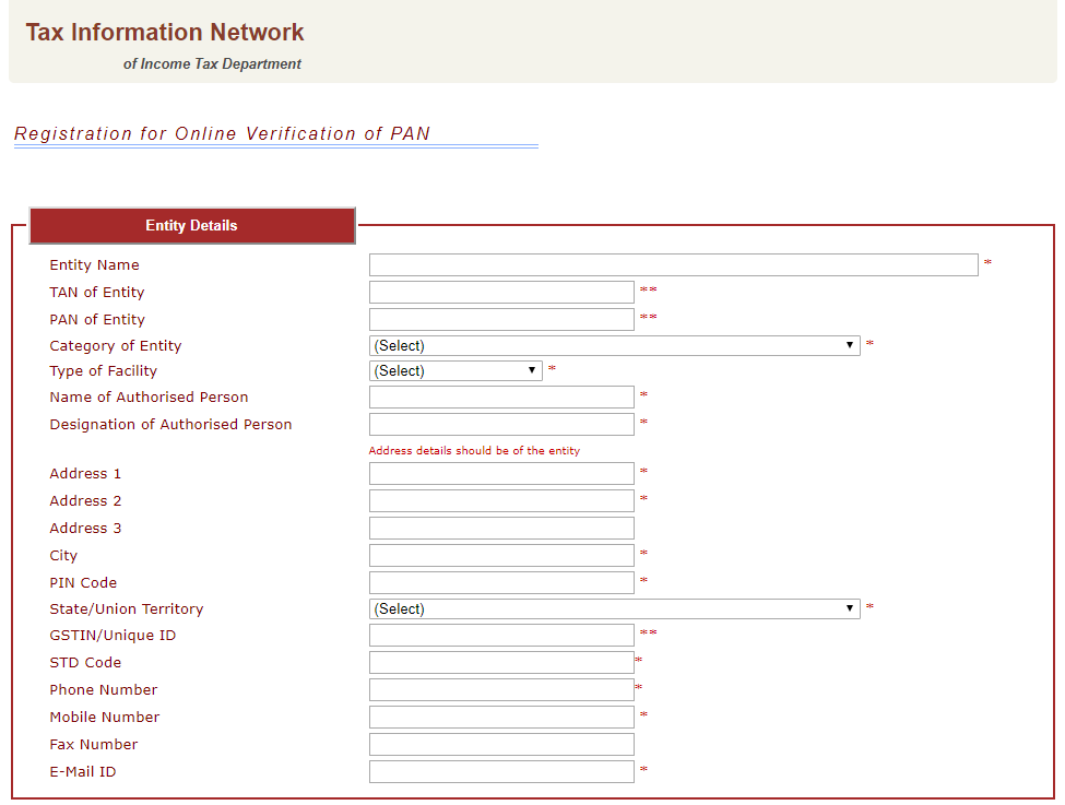 Bulk PAN Verification Registration Form