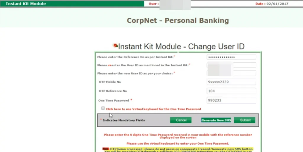 Coporation Bank Netbanking