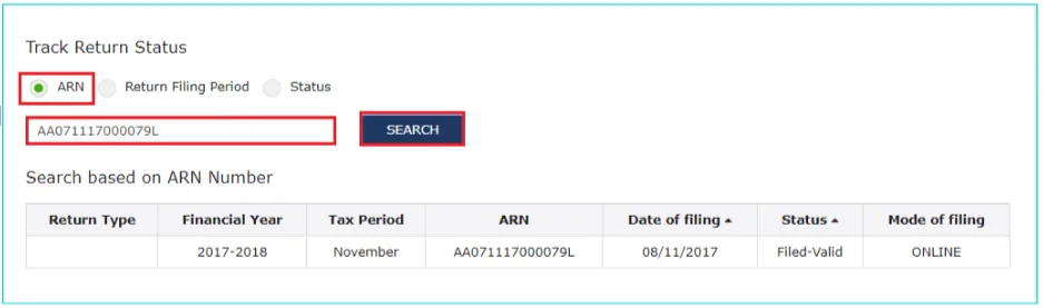 Track GSTR Status using ARN