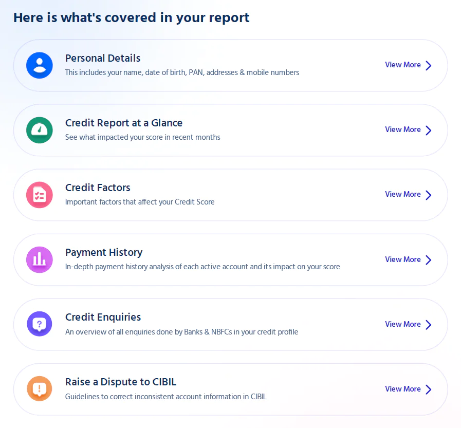 Credit Health Report Details
